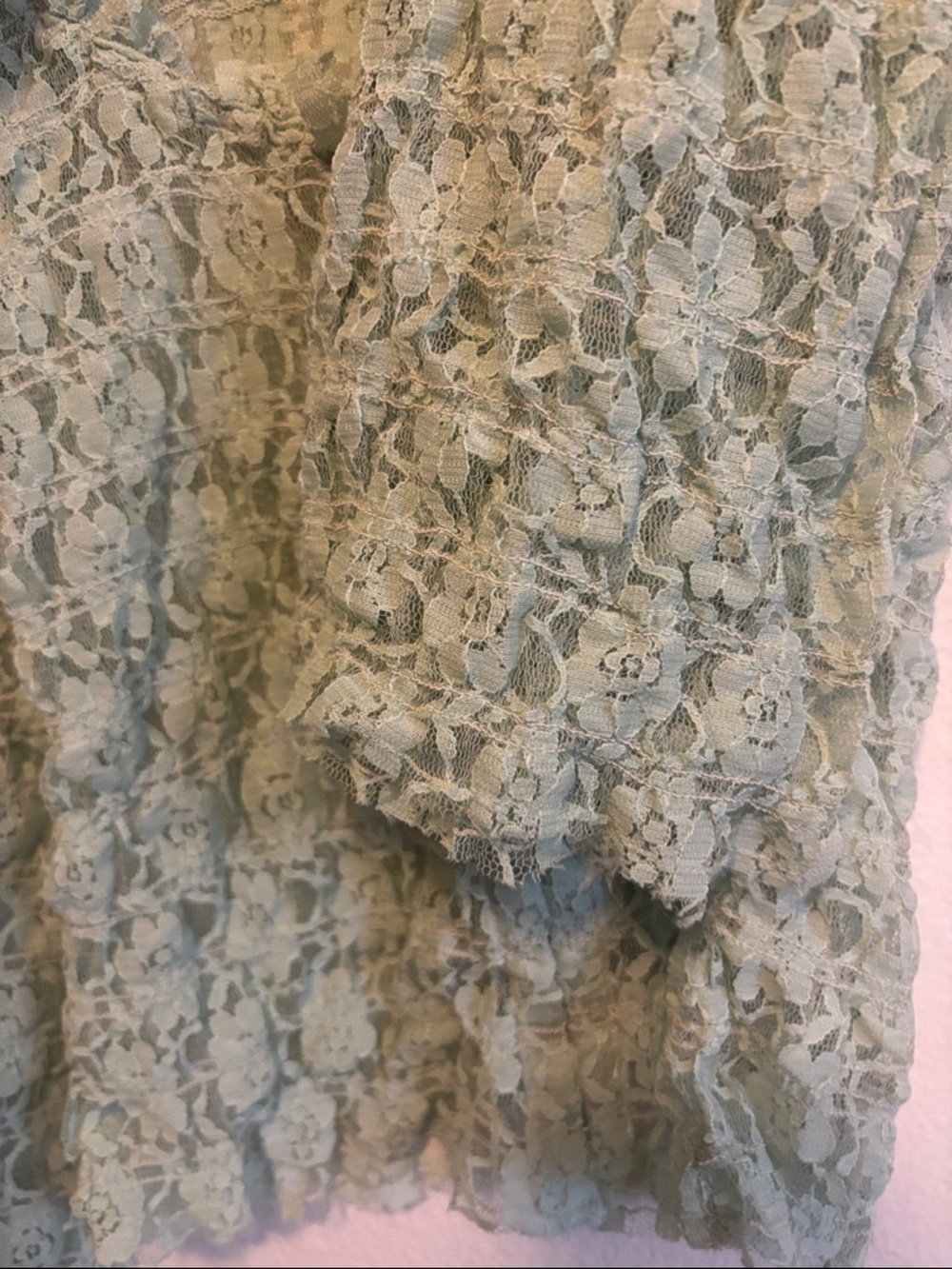 Free People Mint Green Madison Sheer Smocked Lace Top XL - Picture 8 of 9